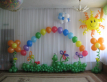 Композиция из шаров детская (арка, газончик, солнышко, цветы, облачко)